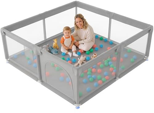 JUPPLIES Parque Infantil Bebé 120x120cm - Corralito Bebe con Malla Transpirable (Sin Pelotas)