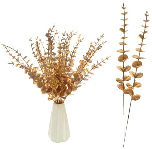 SHUOHONG 24 Piezas Eucalipto Seco Plantas Artificiales Decorativas, Eucalipto Flores Artificiales Decoracion, Plantas Artificiales, Flores Secas Decoracion, Eucalipto Preservado Arreglos Florales (C)