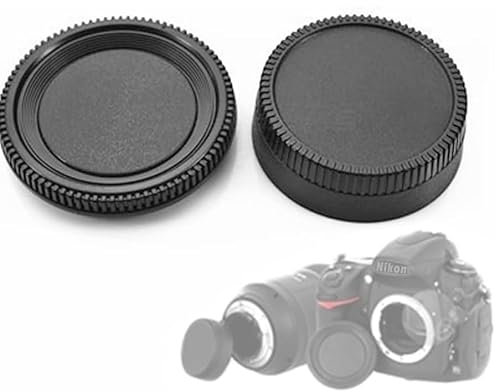 TECHZOCO Cache corps avant et couvercle arrière d'objectif, compatible avec Nikon D7500 D7200 D7100 D7000 D5600 D5300 D5200 D5100 D3500 D3400 D3300 D3200 D3100 D3100 D3100 850 D. 810 D800 D750 D600