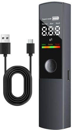 Alcohol Breathalyzer, Portable Digital Tester, Usb Rechargeable Device, Contactless Testing, Hds Display, Digital Alcohol Breath Test for Personal Use, Travel, Parties