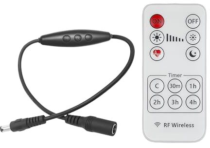 Clearhill Interruttore Dimmer DC 5521 Maschio-Femmina 2Pz, Controllo Remoto, ON-OFF, Dimmer Continuo, 2A, Cavo 22AWG, Spegnimento Ritardato 60s, Luci LED 12V (Nero)