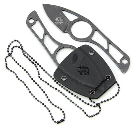KH-Security Neck Knife „Skelett“ Taschenmesser - Outdoor Feld Jagd Messer inkl. Kydex-Scheide