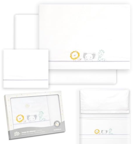 Interbaby Baby-Bettwäsche aus Baumwolle für Babybett, Dschungel, 3-teiliges Set, Spannbettlaken + Bettbezug + Kissenbezug