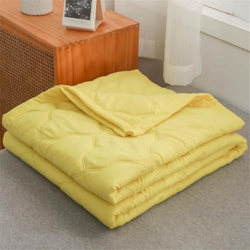 PEIHUODAN Edredon Ligero Verano, Edredón Acolchado Color Sólido, Colcha Cama Microfibra, Nordico Edredón Acolchado Suave Y Transpirable Lavable, para Todas Las Estaciones (Amarillo,200x230cm)