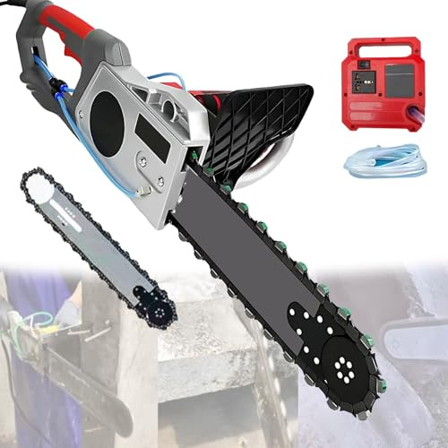 Motosierra eléctrica de mano para cortar muros, sierra para cortar hormigón, herramienta de corte con motosierra eléctrica, 2 cadenas y 2 barras guía, profundidad de corte de 18,8 pulgadas