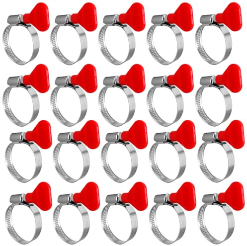 20 Piezas abrazaderas de manguera de acero inoxidable 25-40 mm, Ajustable Abrazaderas Metalicas, Abrazadera Metalica Clips de Ductos, con mango, para Tubería de Agua, tubo de gas, jardín, piscina