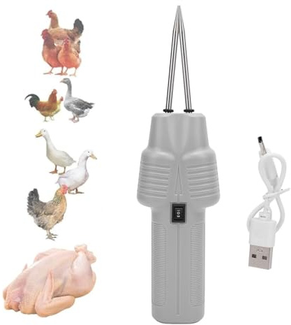 equlup Handheld Geflügel Plucker, 10,2 Zoll USB -Ladezusteckmaschine Federn Schnellentfernung Elektrische Hühnerffeder für Gänse Duck Chicken Bird (Grau)