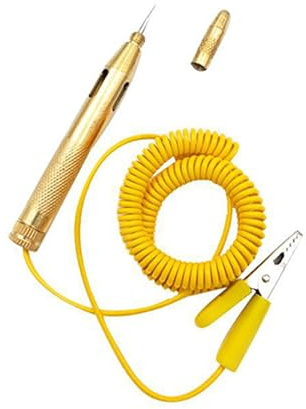 Leloco Stromprüfer Stift, Spannungsprüfer Kfz mit 250cm Kabel, 6-24V Auto- und Motorrad-Tester, Diagnosewerkzeug mit Federklemme
