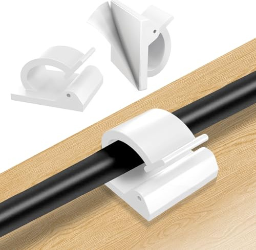 Viaky Cable Clips 50PCS, Self Adhesive Wire Tidy Clips Organiser Cord Management, Sticky Plastic Cable Holder for Wall, Desk, Christmas Hanging Decorations, White