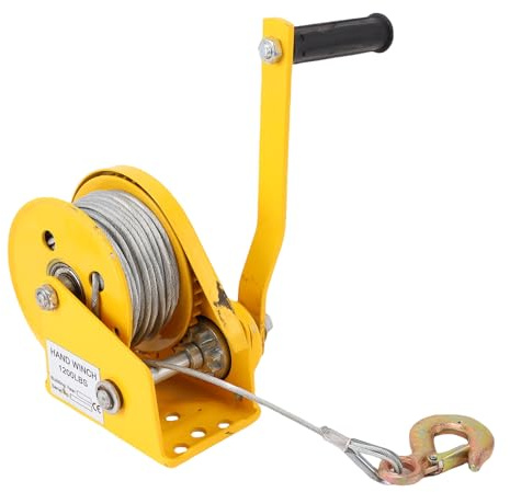 Jiawu Cabrestante Manual De 1200 Lbs Con Manivela Y Cable De Acero De 98.4 Pies, Cabrestante Resistente Para Remolque De Barco Con Freno De Bloqueo AutomáTico Bidireccional