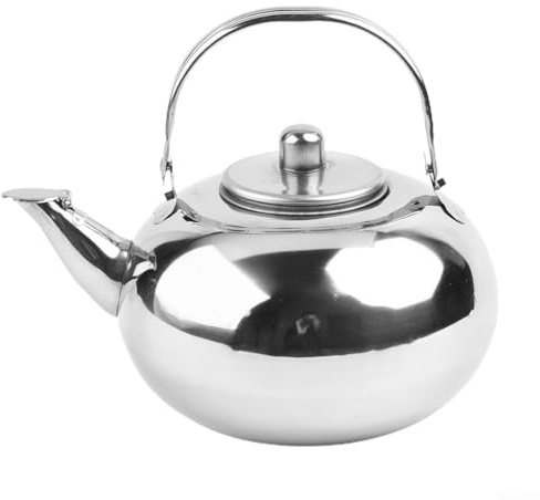 Stainless Steel Teapot with Built‑in Strainer, Mirror Polished Kettle for Brewing Tea or Coffee, Silver Metal Serveware in 1L, 1.5L, 2L(2L)