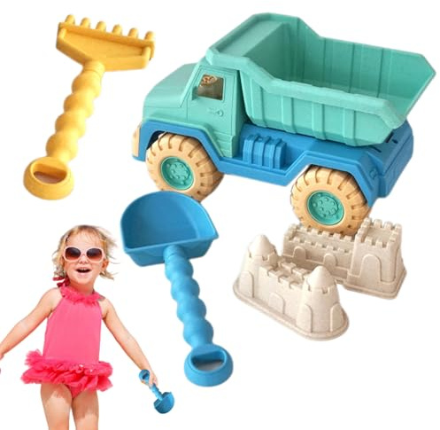 Sandlådeleksak, sandleksak för – multifunktionell barnbyggsats dump truck, kratta 2 slott, sandformar sandlåda strandleksak sand lastbil | Multisyfte Outdoor Indoor Uti