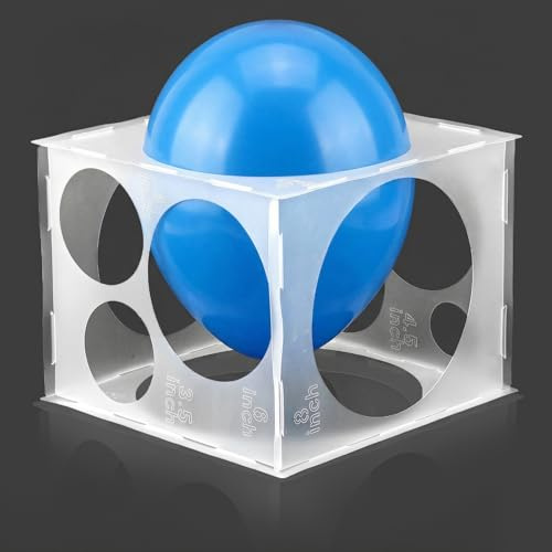 Xinjoduz 11 Holes Balloon Sizer Cube Box, 2-10 Inch Collapsibles Plastic Balloon Measure Box Balloons Size Measurement Tool for Party Balloons Arches Columns Decoration (Clear)