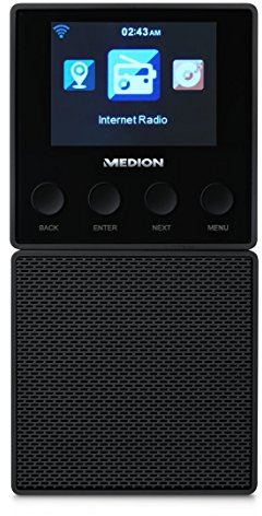 MEDION E85032 WLAN Internet Küchen Steckdosenradio (Abnehmbarem Streaming Lautsprecher, integriertes Netzteil mit Ladefunktion, DLNA, UPnP, Steuerung per App) schwarz