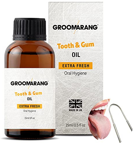 Groomarang Natural Botanical Tooth and Gum Oil with Free Tongue Scraper, 15 ml