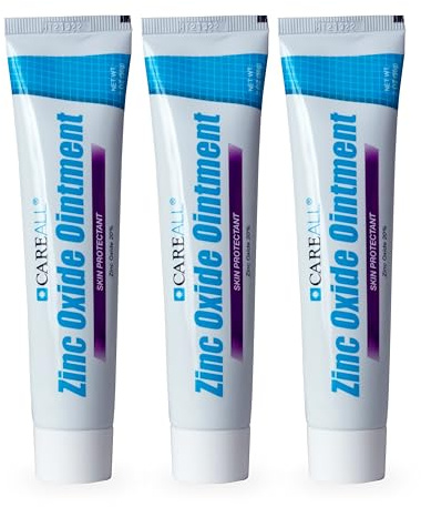 CareAll Zinc Oxide 20% Skin Protectant Barrier Ointment 2 oz (3 Pack), Relieves, Treats and Prevents Minor Skin Irritations due to Diaper Rash. Helps Seal Out Wetness. Protects Chafed Skin.