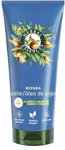 Herbal Essences Acondicionador Reparador Aceite De Argán 250ml Para Pelo Dañado. Hidratación Intensa Para Cabello Más Suave. De Origen Natural. Sin Siliconas, Vegano, No Testado En Animales