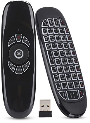 Telecomando Portatile Mini Air Mouse, Telecomando Smart TV Telecomando Tastiera Wireless 2,4 Ghz, con Rilevamento del Movimento, Retroilluminazione Colorata, per TV Box, PC, Proiettore
