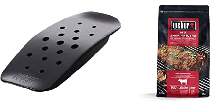 Weber Grill 17179, Affumicatoio Universale & 17663 Miscela Chips per affumicatura Carne di Manzo, 700g, Nero