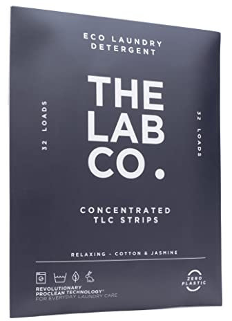 The Lab Co. Laundry Detergent Strips Washing Sheets | Eco Ultra-Concentrated | Non-Bio for Sensitive Skin | Non-Toxic Fragrance | EDC-Free | Lab-Tested | Relaxing Cotton Lavender Jasmine | 32 Loads