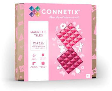 CONNETIX Magnetic Tiles Pastel Pink & Berry Base Plate Pack, 2 Pieces