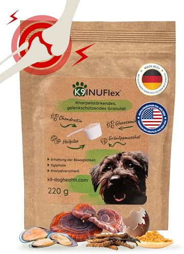 K9 INUFlex – Grünlippmuschel & Gelenkpulver für Hunde mit ESM & Glucosamin | Mit Kollagen - hochdosiert für Gelenke & Beweglichkeit, bei Gelenkproblemen und als Alternative zu Gelenktabletten - 220 g