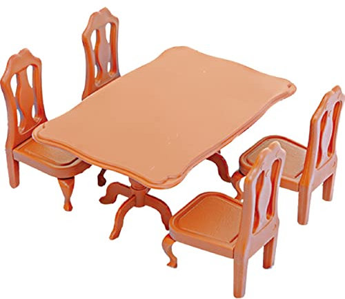 KARLOR Miniatur Möbel Esszimmer, 5 Stück Miniküche Mini Möbel 1 x Esstisch 4 x Esstühle Miniatur Küche Möbel Zubehör Esstisch Stuhl 1:12 Miniatur Küche Deko