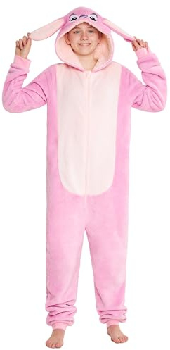Disney Stitch Combinaison Pyjama Fille, Grenouillère Polaire Onesie 2-15 Ans (Rose Angel, 11-12 Ans)