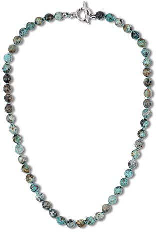GAVU Handmade African Turquoise Stone Beaded OT Buckle Necklace for Men 50cm