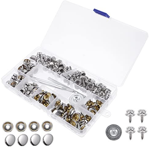 YARNOW Schraubenset Für Bootsplanen Mit Druckknopfset Inklusive Werkzeug Und Edelstahlschrauben Für Bootsabdeckungen Und Bootsbefestigungen