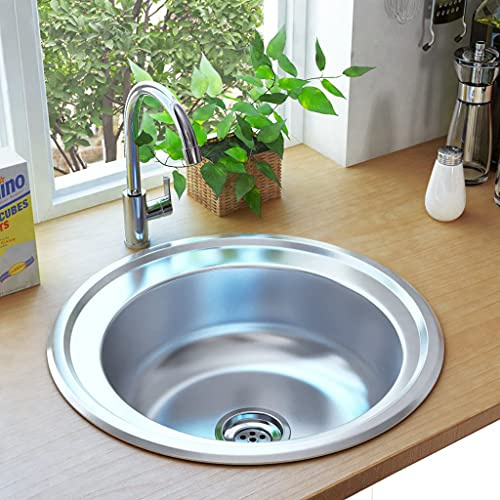 AUVYI Einbauspüle mit Sieb und Siphon Edelstahl Silber 48x48x16cm Arbeitsplatte Küche Spüle ohne Unterschrank Ausgussbecken Spülbecken Waschbecken Kitchen Sink Küchenspülen