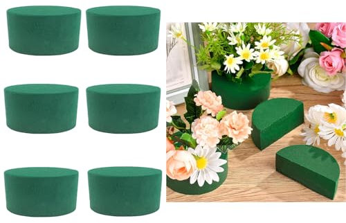 ZHDWC Floral Foam Block 6PCS Round Wet&Dry Bouquet for Weddings and Flower Shops - Suitable for Display (Green)