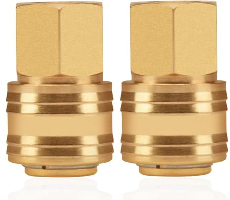 oumuik 2Stk Druckluftkupplung 1/4 Zoll, Druckluftanschluss Schnellkupplung Druckluft Kupplungen/Anschlüsse Buchse Stecker 1/4 IG Messing Fitting…