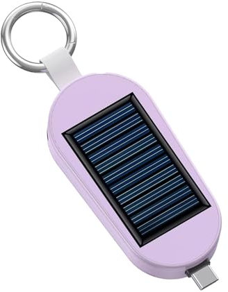 Solar Charger Keychain - Type C Charger Keyring, 3000mAh Solar Bank | Solar ed Portable Charger with Wireless Charging, for Cell Phone,