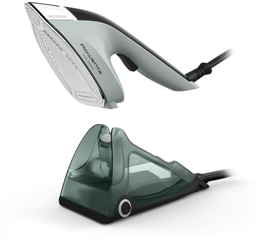 Rowenta 2-in-1 Duo Force Iron and Steamer for Clothes, 1700W Steam Iron, Stainless Steel Soleplate, Ultra-Lightweight, Detachable 13.5-oz Water Tank, Clothes Steamer, Anti-Drip, Black & Green, JR4030