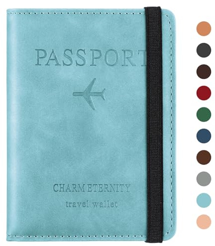 Sciphylia Reisepasshülle Reisepass Hülle Impfpass Hülle mit RFID Blocker PU-Leder Passport Cover für Damen Herren Schutzhülle Tasche Reisedokumente Organizer, Seeblau