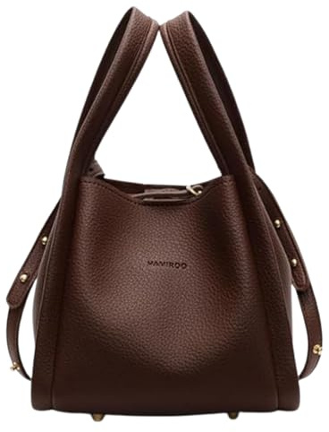EEJBYTDI Damen Beuteltasche, Vintage-Schultertasche, Leder, Dark Brown
