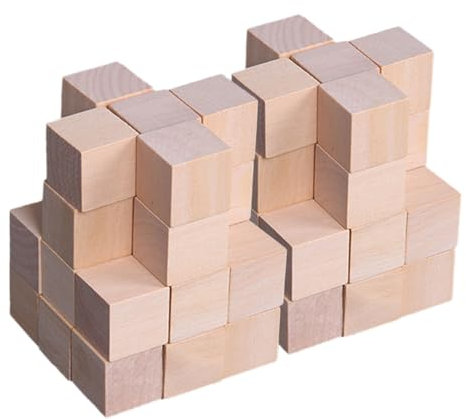 DIYEAH 250 Stück Holz Bausteine Leere Holzwürfel Kiefer Unbearbeitete Holzklötze für Kinder Stapelspielzeug für Bastelprojekte und Lernspiele