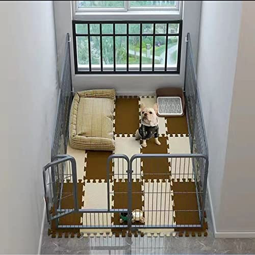 Diy-Hundezaun, Faltbarer Laufstall Aus Metall Für Hunde Und Haustiere, Laufstall Für Kleine Haustiere Mit Oder Ohne Tür, Kleintierkäfig Für Den Innen- Und Außenbereich, E(Black-120*120*60CM)