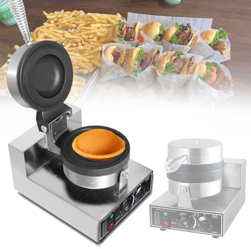 Macchina per hamburger, macchina elettrica per waffle per gelato, pressa per waffle per hamburger commerciale, stampo per hamburger elettrico da 1200 W antiaderente, 110 V