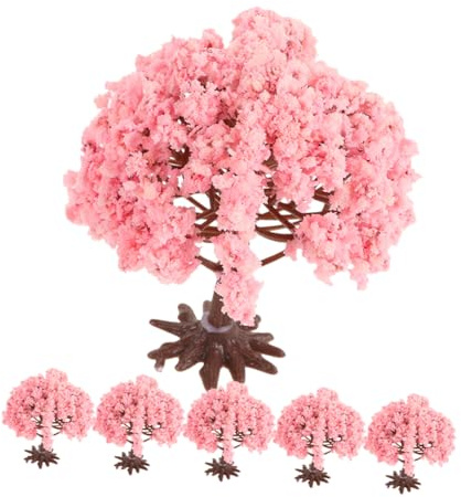 Cabilock Arbres Miniatures Cerisier Artificiel Lot de 6 en Abs et Éponge, Ornement Charmant Design Réaliste pour Décoration de Table à Sable pour Bureau ou Maison