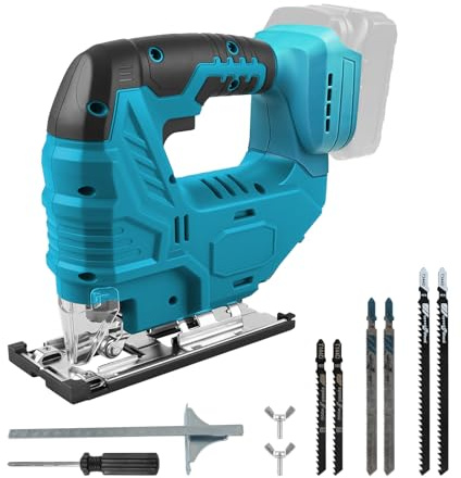 Batteridriven sticksåg för Makita 18 V batteri, 800 W 2 700 RPM, borstlöst sticksågsskärningsverktyg, 45° fasade snitt, 4 orbitalåtgärd, med sticksågsblad för rak/kurvor