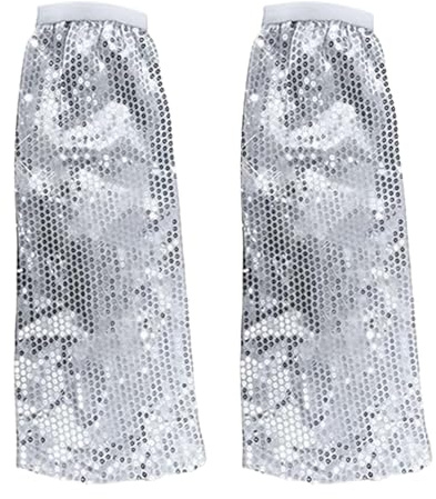 Abba Kostüm Damen Pailletten Stulpen,Schlager Kostüme Damen,Sequin Top,Disco Outfit,70s Abba Kostüm Disco Outfit Damen,Metallic Silber Hippie Stiefel Für Abschlussball Party Mardi Gras Tag Verwenden