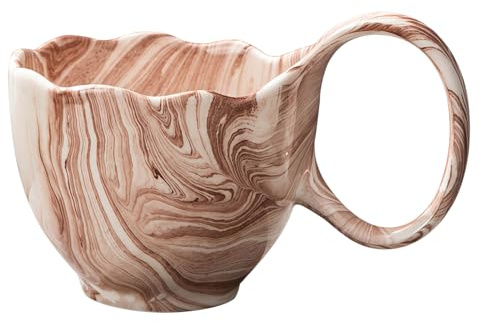 Dowbom Ceramin - Tazza da zuppa con manico, 500 ml, piccola ciotola per zuppa per colazione, tazza da caffè in ceramica con manico (marrone)