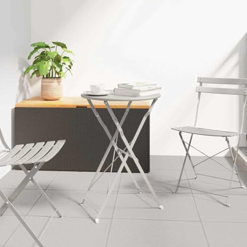 Frdhee Mesa para jardín, balcón, terraza, comedor, mesa de bistró, color beige, 50 x 71 cm, acero recubierto de polvo, mesa de terraza para exteriores, terraza, jardín, fácil de montar
