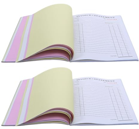 DEARMAMY Carnet de Factures 2 Exemplaires 3 Volets 825 X 57 Pouces Papier sans Carbone 60 Feuilles par Carnet pour Entrepreneurs Facturation Commerciale Bons de Commande Suivi Logistique