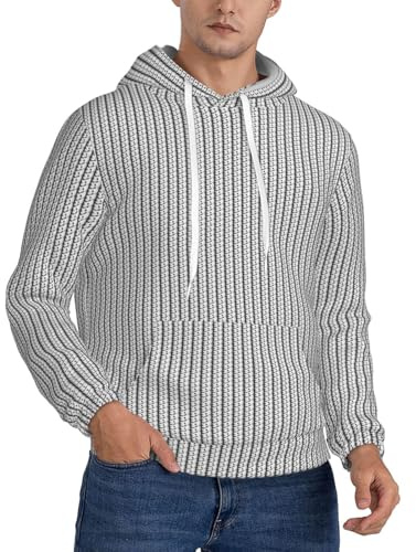 Aubnva Ishockey Konsttryck Mode Lätt Män Hooded Pullover för Vinter Höst Vår Fritid Hemkläder, Svart, L