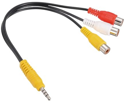 QUARKZMAN Cavo TRRS 3.5mm Maschio Giallo A 3RCA Femmina Dorato 0.3Metri (12 Pollici) Nucleo In Rame 2.5mm PVC Cavo Audio AUX Per TV/Amplificatore/Altoparlante/Mobile