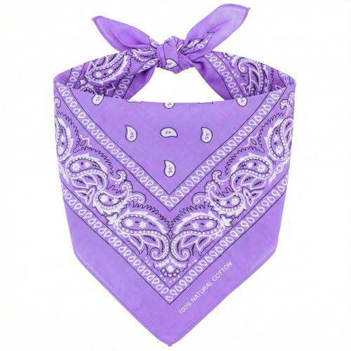 Keystone Peak KP Bandana – 100 % bomull och naturliga fibrer – mjuk, hållbar och maskintvättbar – för män och kvinnor, lavendel, 54 cm x 54 cm