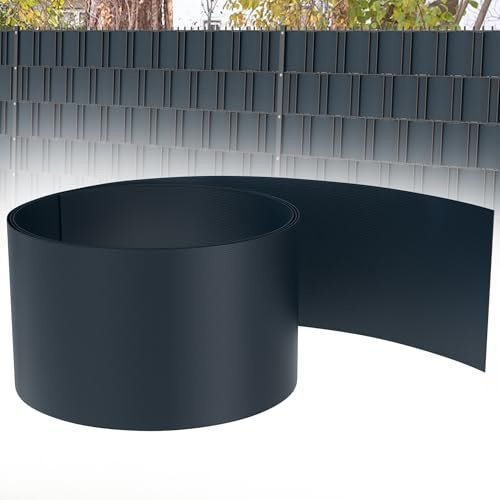 TATIVALO PVC Sichtschutzstreifen für Gartenzaun – 19 x 250 cm – Wetterfest, UV-beständig & formstabil – 30 Stück – Anthrazit – Sicht- und Windschutz für Doppelstabmatten- & Mattenzäune